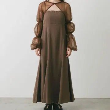 Kastane 시스루 브라운 원피스 포멀 결혼식