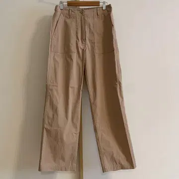 NOTHING WRITTEN 베이지 와이드 레그 치노 팬츠