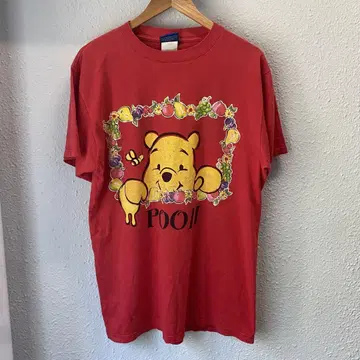 Pooh 곰돌이 푸 프린트 티셔츠 디즈니 레드