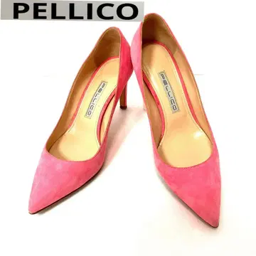 PELLICO 펠리코 핑크 스웨이드 펌프스 밑창 있음 23cm