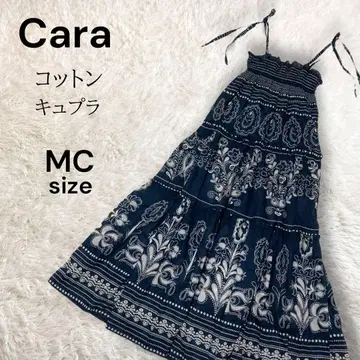 Cara 슬리브리스 플라워 패턴 롱 플레어 원피스 어깨끈 리본 가슴 셔링