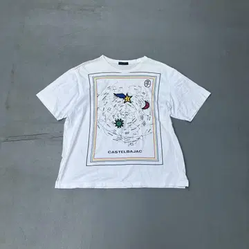 90s Castelbajac 프린트 빨간색 스티치 반팔 티셔츠 티셔츠