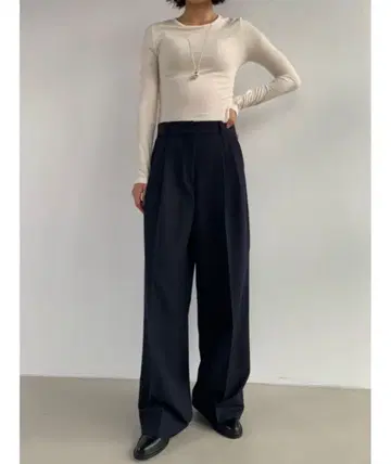 Didot.showroom 로우라이즈 투 턱 와이드 슬랙스