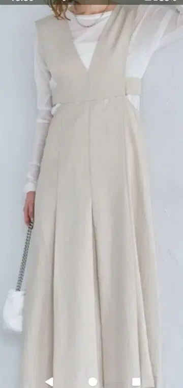 라이트 베이지 오버롤 스커트