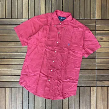 RALPH LAUREN 실크 린넨 버튼 다운 반팔 셔츠 린넨