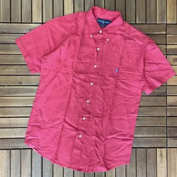 RALPH LAUREN 실크 린넨 버튼 다운 반팔 셔츠 린넨