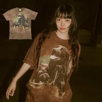 아이묭 의류 구제 의류 더 마운틴 티셔츠 러브라도 리트리버 타이다이