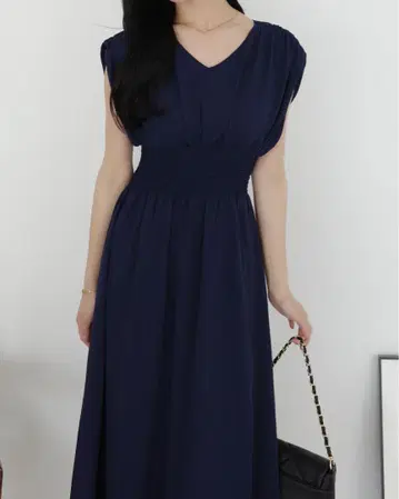네이비 플레어 원피스