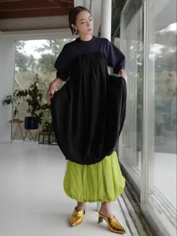 OMMO IRREGULAR PATTERN LAYERED OP 원피스