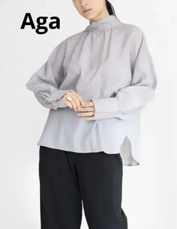 미사용 Aga 2way 시어 블라우스 (멜란지 그레이)