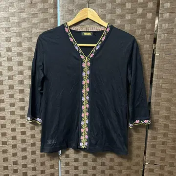 FEILER 블랙 7부 소매 상의 LL 검정