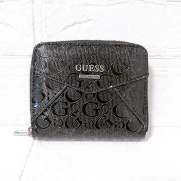 새상품급 GUESS 지갑, 두겹 지퍼, 로고, 블랙