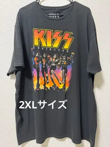 KISS 키스 밴 티셔츠 밴드 티셔츠 빅 프린트 블랙 2XL
