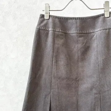 anySiS 미디 스커트 플리츠 스웨이드풍 심플 안감 부착