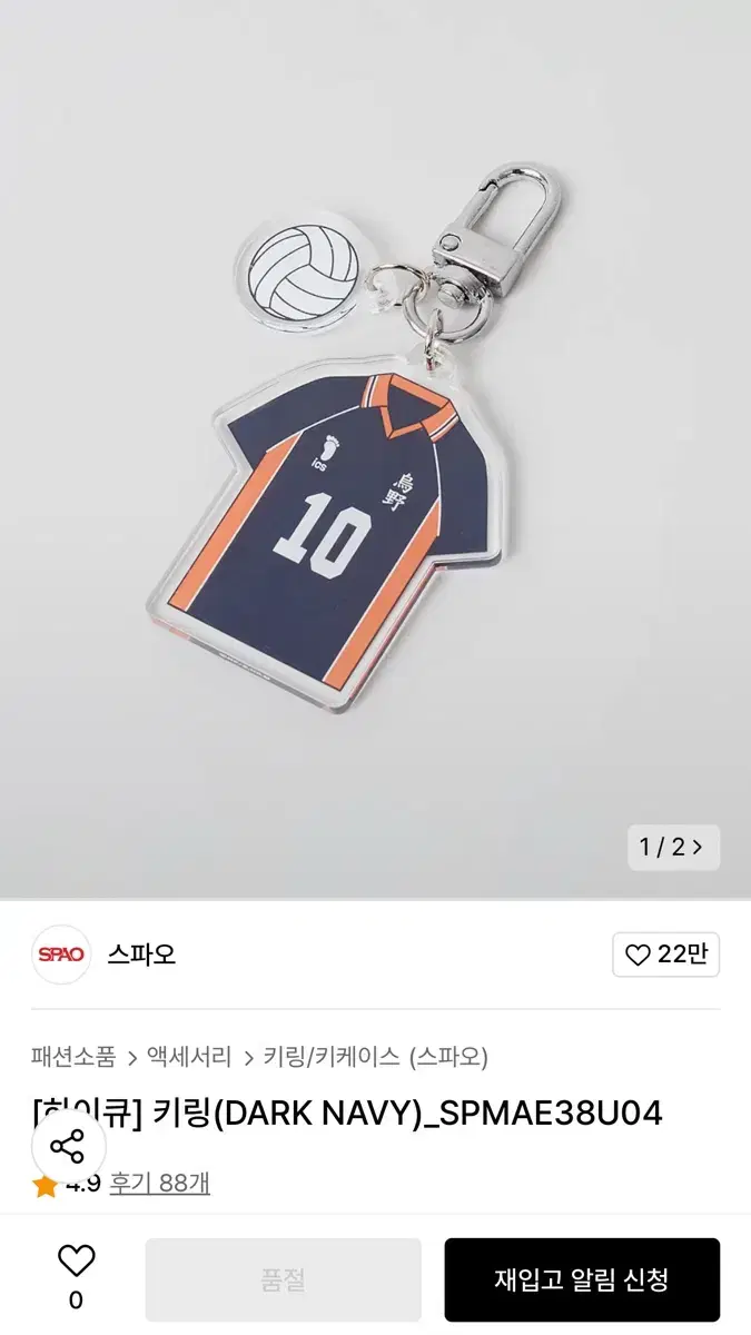 스파오 하이큐 키링 히나타 키링