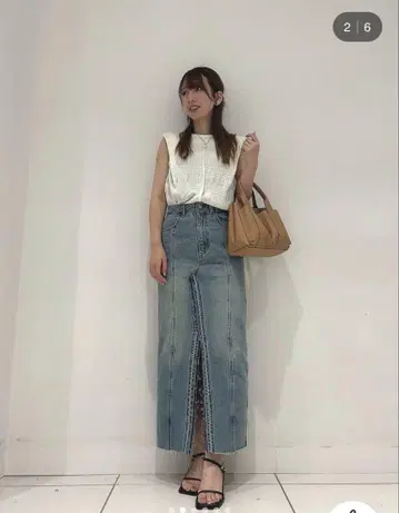 데님 슬릿 타이트 스커트