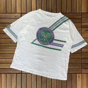 90s 잉글랜드제 WIMBLEDON 크루넥 반팔 티셔츠 테니스