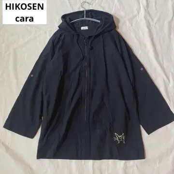 HIKOSEN cara 집업 후드티 얇은 소재 블랙 고양이