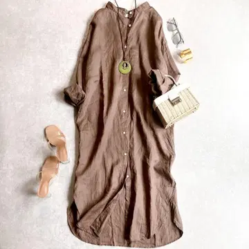 새상품급 프레임워크 FRENCH LINEN 셔츠 원피스 밴드 카라