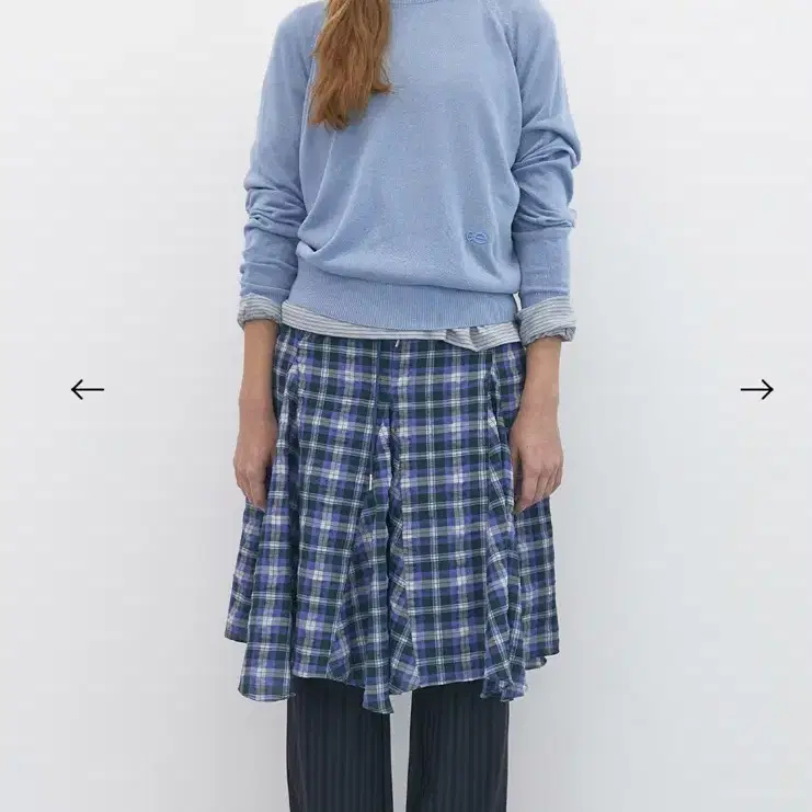 【ENZO BLUES】Witty Check Flare Skirt ★韓国人気★ 追跡付 기본 레이아웃 - Witty Checked Flare Skirt (Blue Green