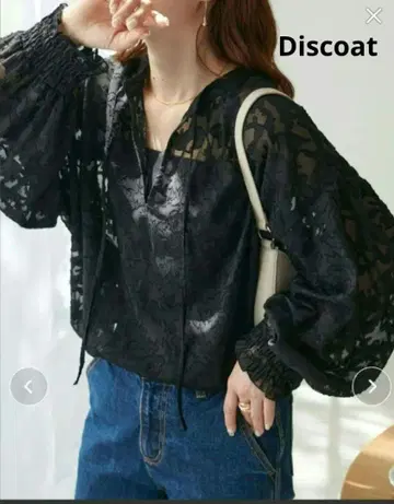 Discoat 디스코트 자카드 레이스 2WAY 카프탄 블라우스 블랙