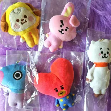 BTS 봉제 인형 5개 세트 (볼 체인 포함)