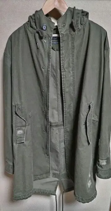 ZARA MAN 후드 부착 모즈 코트 L 사이즈 카키