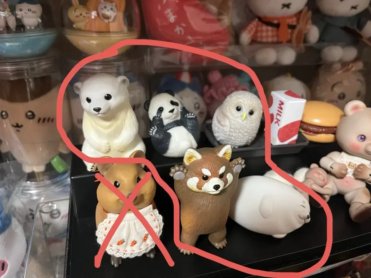북극곰 팬더 부엉이 랫서팬더 하프물범 물개 피규어 5종 일괄