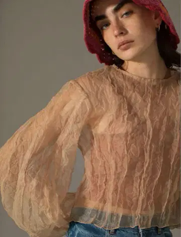 라인반드 Recycle Organdy Pleats Top