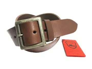 도치기 가죽 벨트 (초코) 앤티크 골드 도금 버클 40mm 폭 통가죽