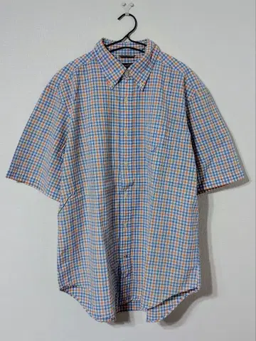 Nautica 노티카 버튼 다운 체크 로고 자수 반팔 셔츠