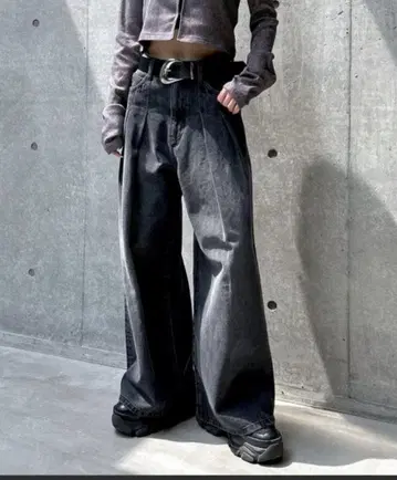 PAGEBOY 턱 데님 팬츠 블랙 LS