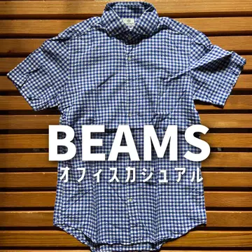 BEAMS 깅엄 체크 반팔 셔츠