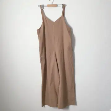 살로펫 브라운 올인원 베이지 빅 사이즈 넉넉한 와이드 팬츠
