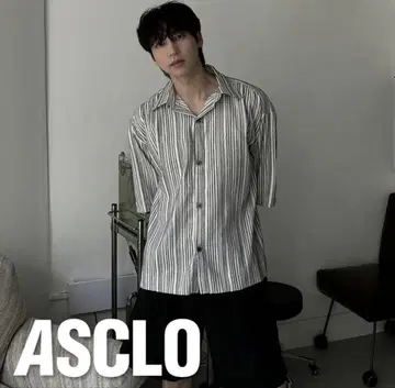 ASCLO 볼륨 스트라이프 반소매 셔츠