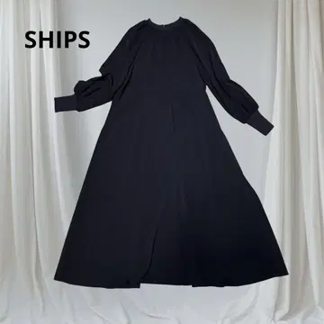 SHIPS 롱 원피스 네이비 [S] 긴팔 개더