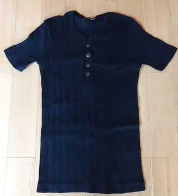 풀카운트 헨리넥 V넥 티셔츠 리브 소재 40 블랙