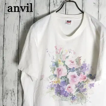 90s USA제 anvil 빈티지 꽃 플라워 아트 프린트 티셔츠