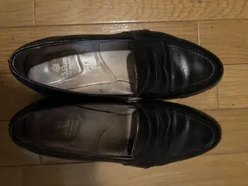 블랙 가죽 로퍼 미들 힐