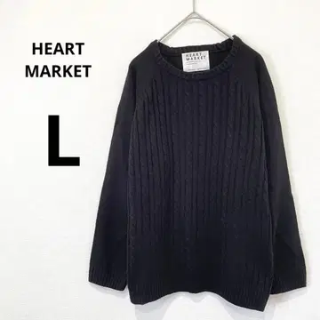하트마켓 케이블 짜임 니트 래글런 블랙 L 심플 넉넉한