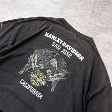00s HARLEY-DAVIDSON 오니 페이드 티셔츠 블랙 이글