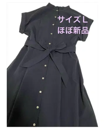 허리 리본 포함 A 라인 원피스