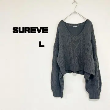 SUREVE 슈리브 아베일 케이블 짜임 크롭 니트 짙은 그레이 L