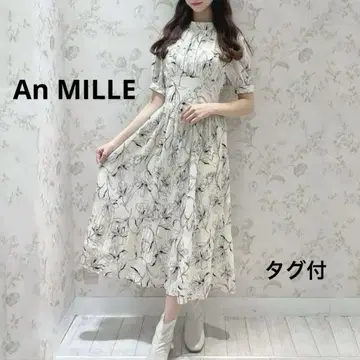택 포함 AnMILLE 안미르 하이웨스트 플리츠 원피스 꽃무늬