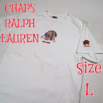 CHAPS RALPH LAURED 강아지 프린트 티셔츠 화이트 L