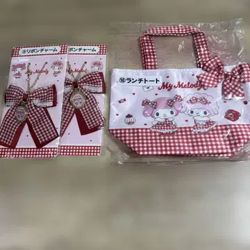 산리오 복권 마이멜로디 마이 스위트 피아노 리본 참 런치 토트