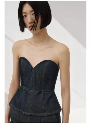 ZARA_ZW 컬렉션 다크 데님 페플럼 뷔스티에