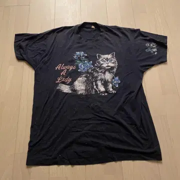 고양이 빈티지 티셔츠 XXL