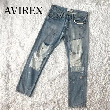 아비렉스 타입 블루 스트레이트 데님 팬츠 패치워크 28