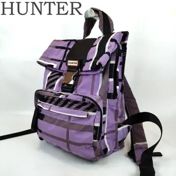 HUNTER 헌터 백팩 백팩 나일론 퍼플 체크 무늬